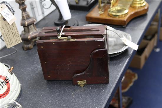 A Victorian mahogany plate camera, 9.5in.